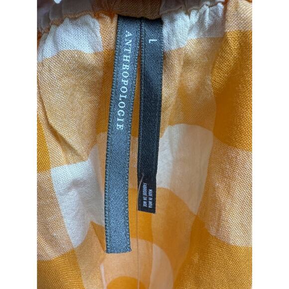 Anthropologie Gingham Check Peplum Tank Top Orange Linen Blend Size Large - Picture 5 of 6